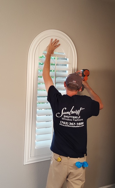 Shutter install in Houston living room